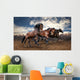 wild jump bay horses Wall Mural