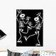Couple Halloween Skeletons While Wall Decal