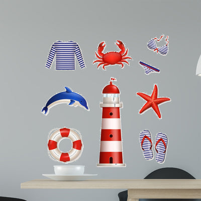 Beach Sea Lighthouse Wall Stickers shown on a wall