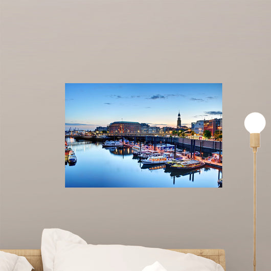 Sunset Port Hamburg Wall Mural