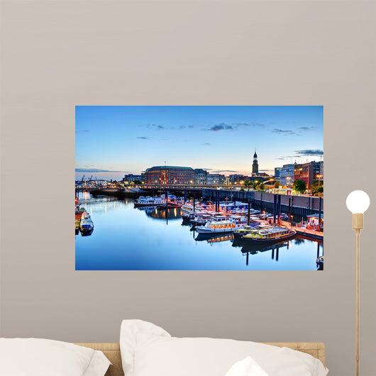 Sunset Port Hamburg Wall Mural