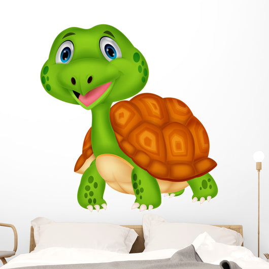 Cute turtle cartoon Wall Decal