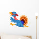 Cartoon Turkey Running Wall Decal
