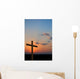 Wooden cross suring a colorful sunset Wall Mural