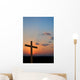 Wooden cross suring a colorful sunset Wall Mural
