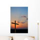 Wooden cross suring a colorful sunset Wall Mural