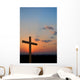 Wooden cross suring a colorful sunset Wall Mural