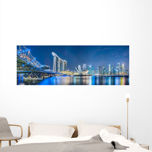 Singapore city at night Wall Mural