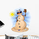 Beach Sand Snowman Cartoon Wall Decal