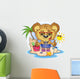 Beach Teddy Bear Cartoon Character Wall Decal