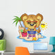 Beach Teddy Bear Cartoon Character Wall Decal