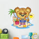 Beach Teddy Bear Cartoon Character Wall Decal