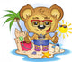 Beach Teddy Bear Cartoon Character Wall Decal