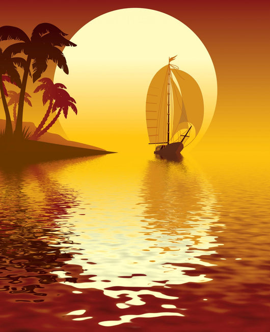 Tropical island sunset Wall Mural