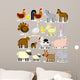 Set Of Different Cartoon Farm Animals Isolated Wall Decal