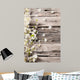 Spring white blossoms on wooden planks 
