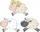 Funny Sheep Cartoon Mascot Characters 3. Collection Set Wall Decal