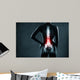 Spine in x-ray. The lumbar spine is highlighted by red colour. 