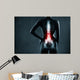 Spine in x-ray. The lumbar spine is highlighted by red colour. 