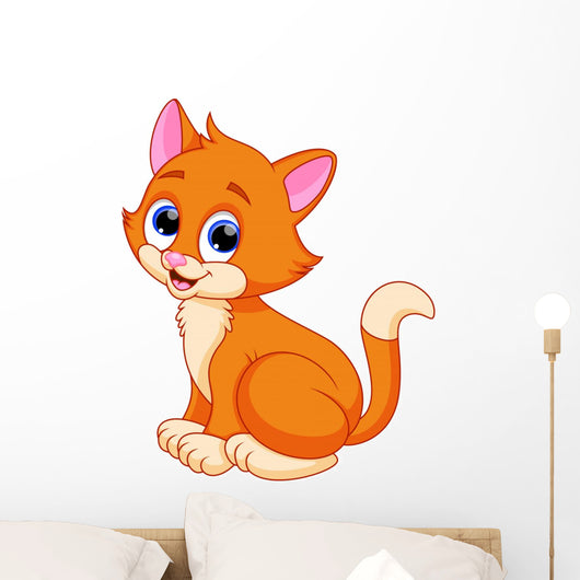 Funny cat cartoon Wall Decal