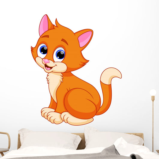 Funny cat cartoon Wall Decal