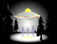 Illustration of aliens and flying saucer in the woods at night Wall Mural
