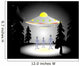Illustration of aliens and flying saucer in the woods at night Wall Mural