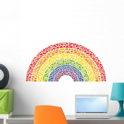 Fruit and Vegetable Rainbow Wall Decal shown on a wall