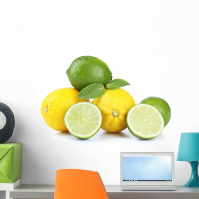 Lemons and Limes White Wall Decal shown on a wall