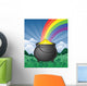Pot of Gold in a Shamrock Field Cartoon Wall Mural