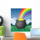 Pot of Gold in a Shamrock Field Cartoon Wall Mural