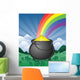 Pot of Gold in a Shamrock Field Cartoon Wall Mural