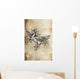 Tattoo unicorn sketch, handmade design over vintage paper Wall Mural