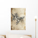 Tattoo unicorn sketch, handmade design over vintage paper Wall Mural