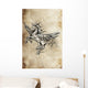 Tattoo unicorn sketch, handmade design over vintage paper Wall Mural