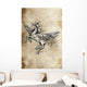 Tattoo unicorn sketch, handmade design over vintage paper Wall Mural