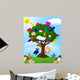 Children Playing Illustration in an Apple Tree Wall Mural