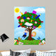 Children Playing Illustration in an Apple Tree Wall Mural