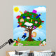 Children Playing Illustration in an Apple Tree Wall Mural