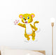 Cute cartoon leopard waving hand Wall Decal