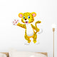 Cute cartoon leopard waving hand Wall Decal