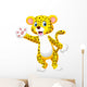 Cute cartoon leopard waving hand Wall Decal