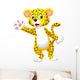 Cute cartoon leopard waving hand Wall Decal