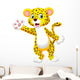 Cute cartoon leopard waving hand Wall Decal