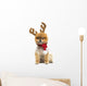 Groomed Pomeranian Dog Sitting and Wearing Reindeer Antlers Head Wall Decal