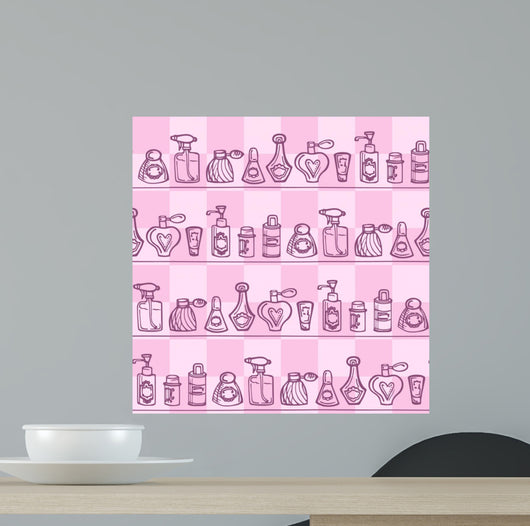 Seamless pattern with perfume bottles for bathroom Wall Mural