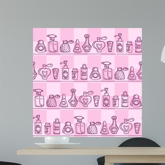 Seamless pattern with perfume bottles for bathroom Wall Mural