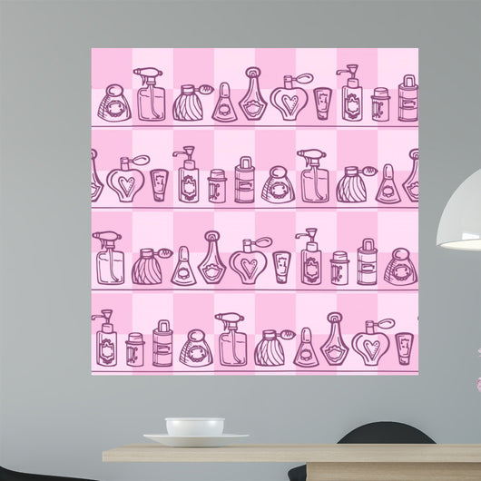 Seamless pattern with perfume bottles for bathroom Wall Mural
