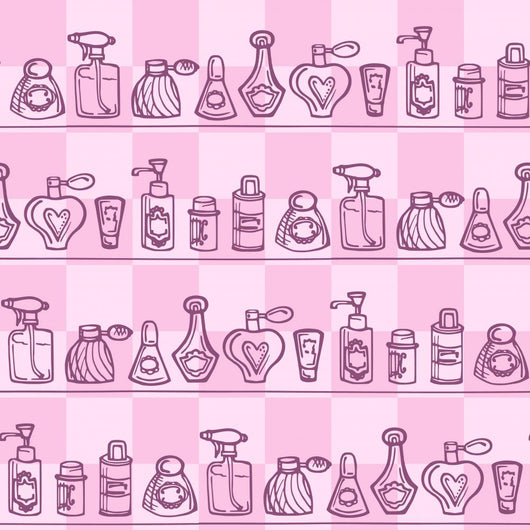 Seamless pattern with perfume bottles for bathroom Wall Mural