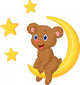 Baby bear sitting on the moon Wall Mural
